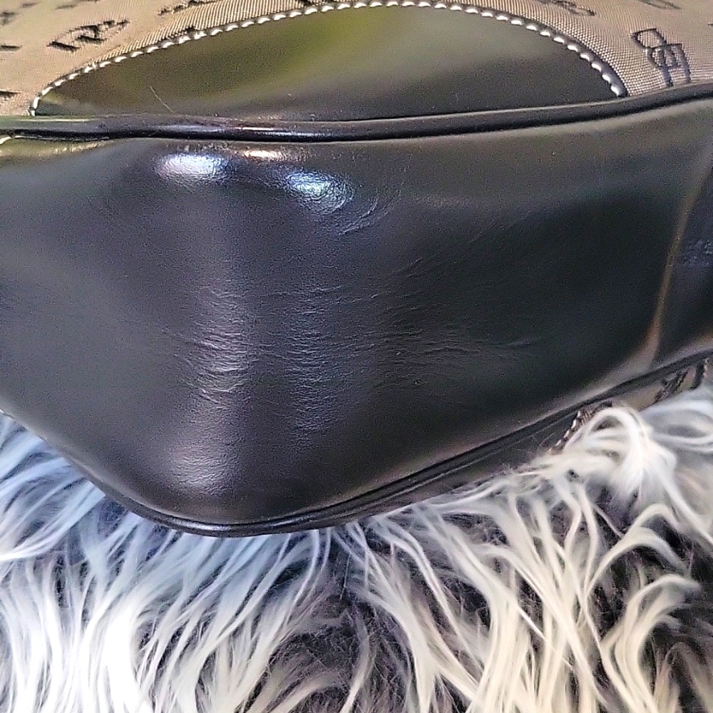 Dooney & Bourke Black and Gray Shoulder Bag with Monogram 10.25" Long X 10" High - Picture 10 of 15